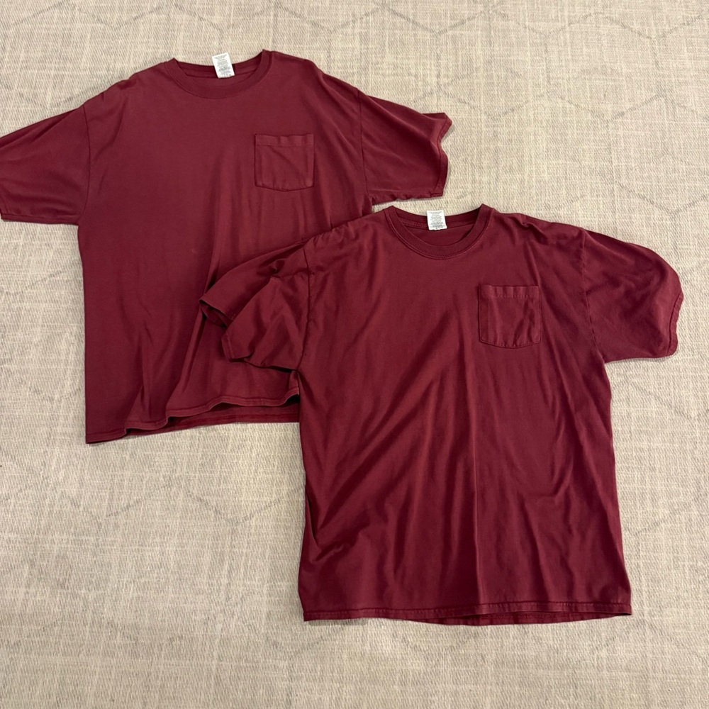 Burgundy Pocket T-Shirts XL